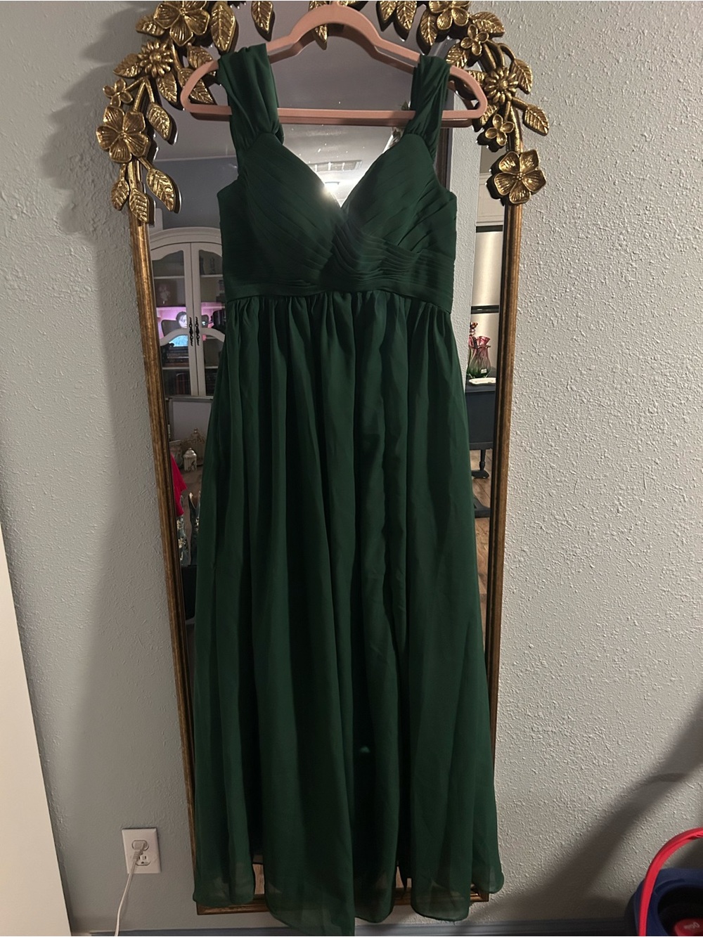 Emerald Green Lace-up Bridesmaid Dress